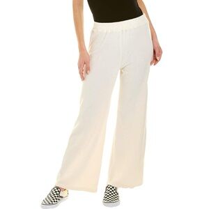Womens High Waist Wide Leg Knit Pants Cream Med